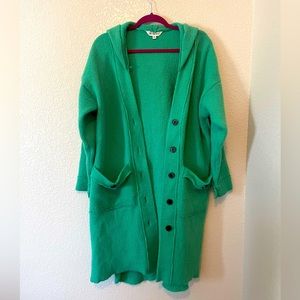 Vici Long Hooded Cardigan - Jade Green